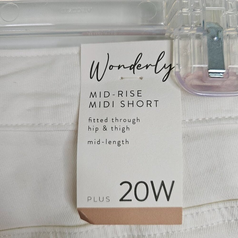 NWT WONDERLY High Rise Jean Shorts plus size 20W WHITE w PURPLE TIE DYE Denim - Picture 9 of 10